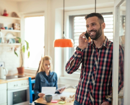 man talking on phone